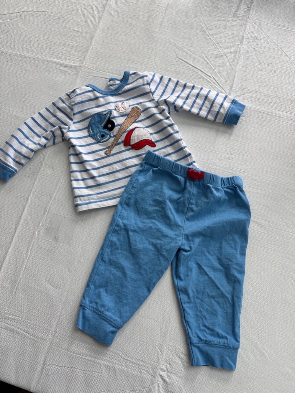 Blue Striped Baseball Sleep Set - 12 m Boy Outfit